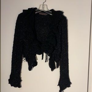 Pretty Angel Hand knit Black Ruffle Shrug
